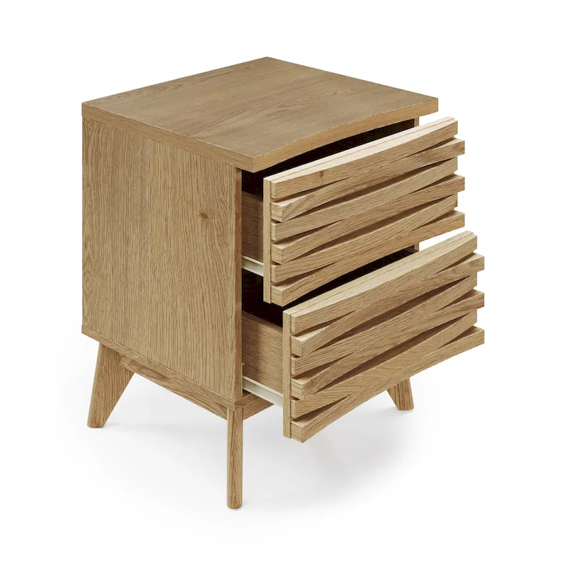 Studio London Oak Effect Zappa 2 Drawer Nightstand Bedroom Furniture