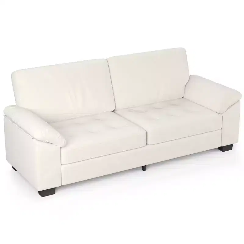 3-Seater Velvet Upholstered Sofa with Button Tufted Design