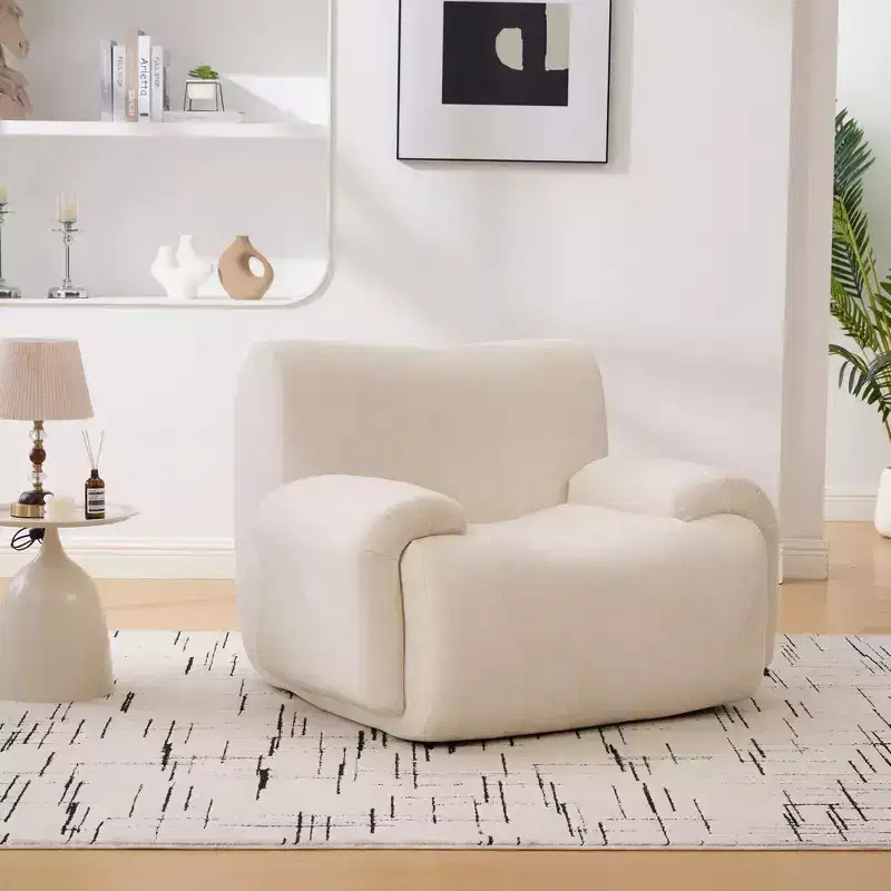 Modern Oversized Chenille Sofa Chair with Armrest, Deep Seat Single Sofa for Living Room, Apartment, Guestroom