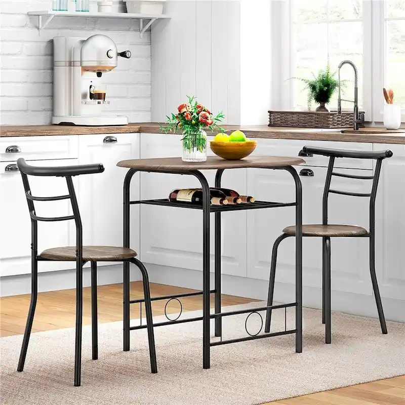 Yaheetech Modern Round Dining Table Set, 3 Piece Dining Room Sets