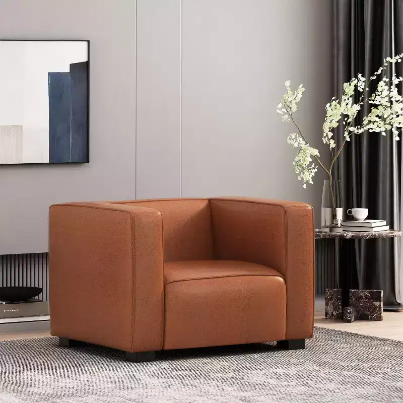 GDFStudio Minkler Contemporary Faux Leather Club Chair