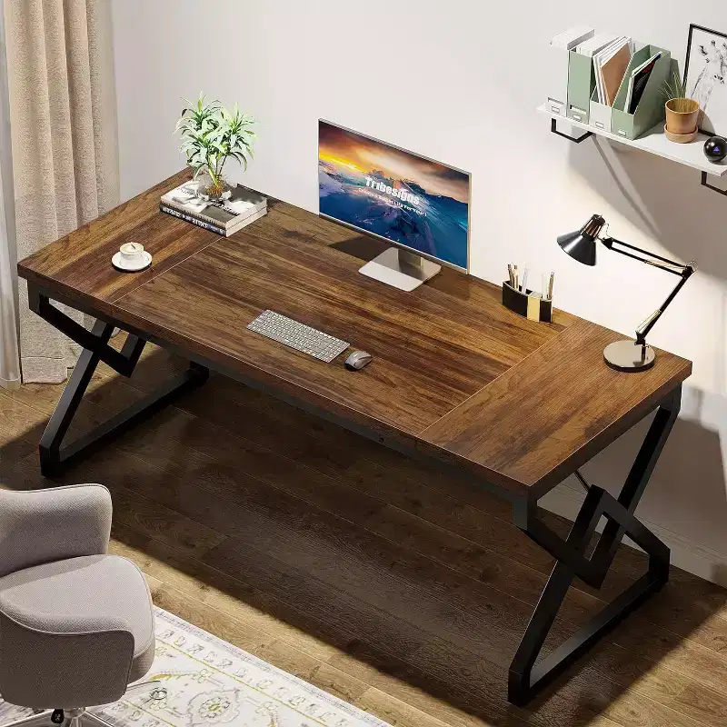 Lantine 63 W Executive Desk, Extra Sturdy Thickened Wooden Workstation Study Computer Desk Large Home Office Writing Desk for Home Office