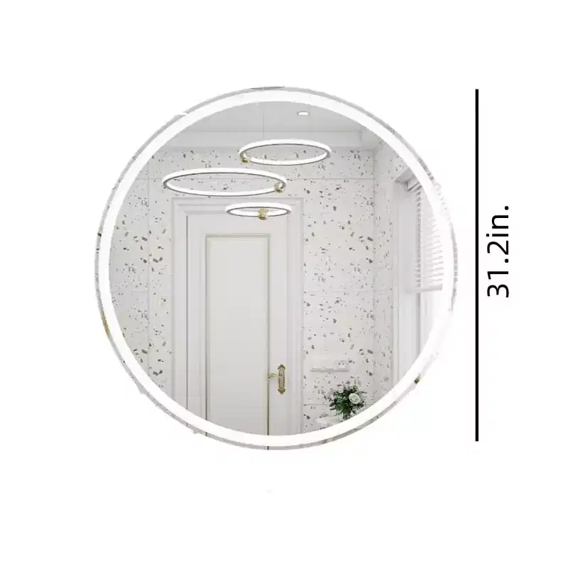 32 Inch LED Bathroom Mirror with Smart Touch Control, Dimmable Anti-Fog Vanity Mirror, Wall Mounted/Plug-in, HD Glass