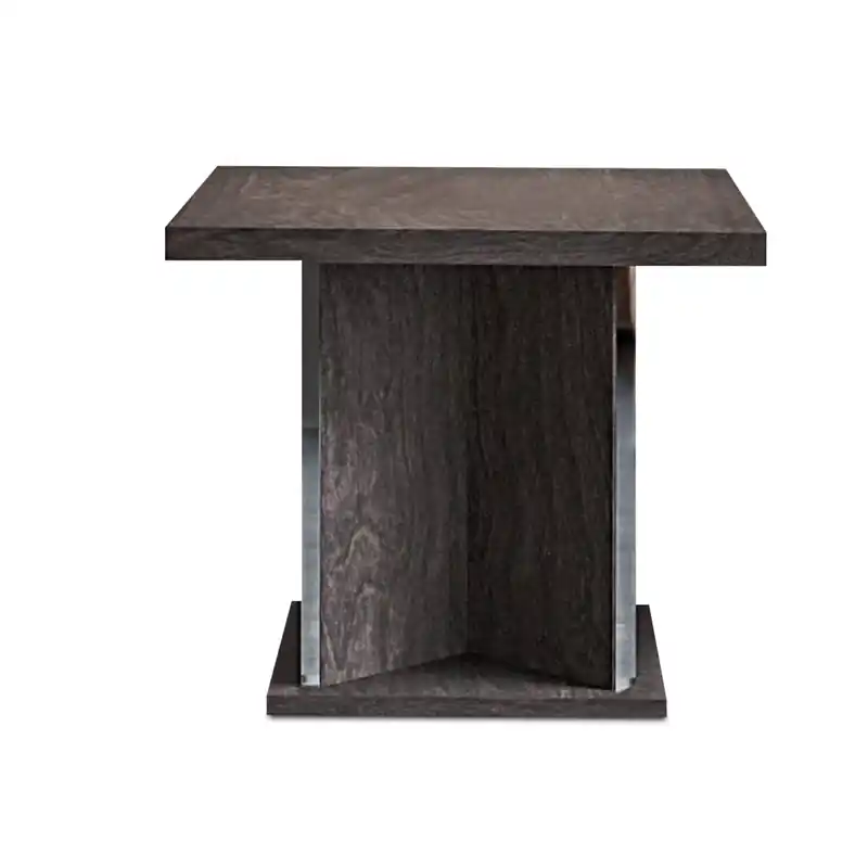 26 Modern End Table - Dark Grey Wood with Lacquer Finish
