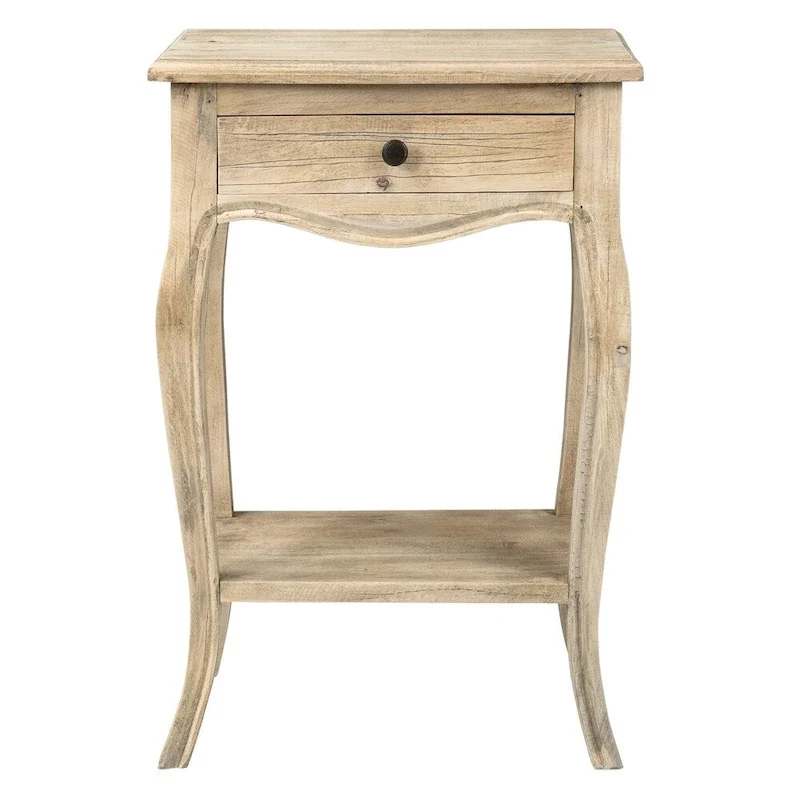 Natural Unfinished Solid Wood Side Table With Drawer by East at Main