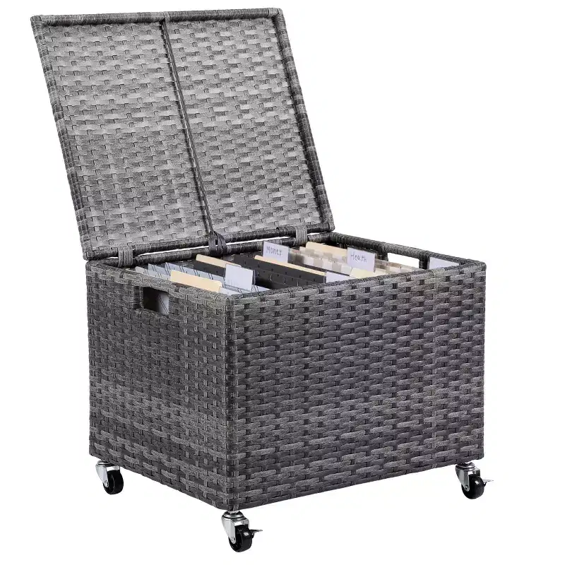 BIRDROCK HOME Rolling File Box - Storage Cabinet with Wheels - File Organizers Boxes- Home Office (Grey)