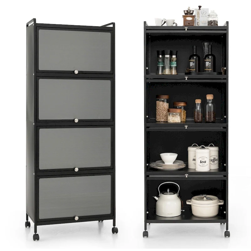 5-Tier Kitchen Baker's Rack with Flip-up PC Doors - 23.5 x 12.5 x 60.5 (L x W x H)