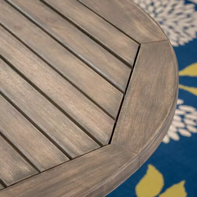 Stamford Round Acacia Wood Bistro Table with X Legs - Gray - Christopher Knight Home: Weather-Resistant, Patio Dining