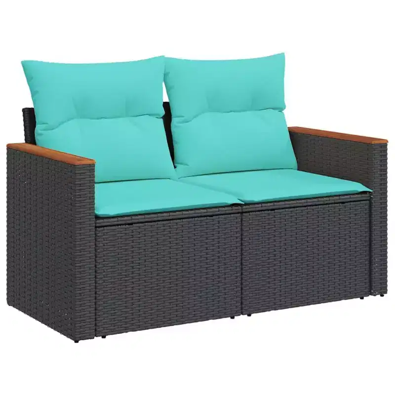 vidaXL Garden Sofa Set with Cushions Poly Rattan