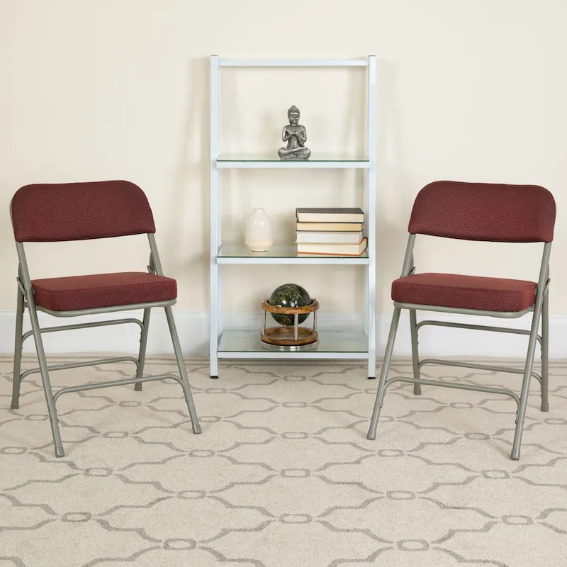 4 Pack Curved Triple Braced & Hinged Fabric Upholstered Metal Folding Chair