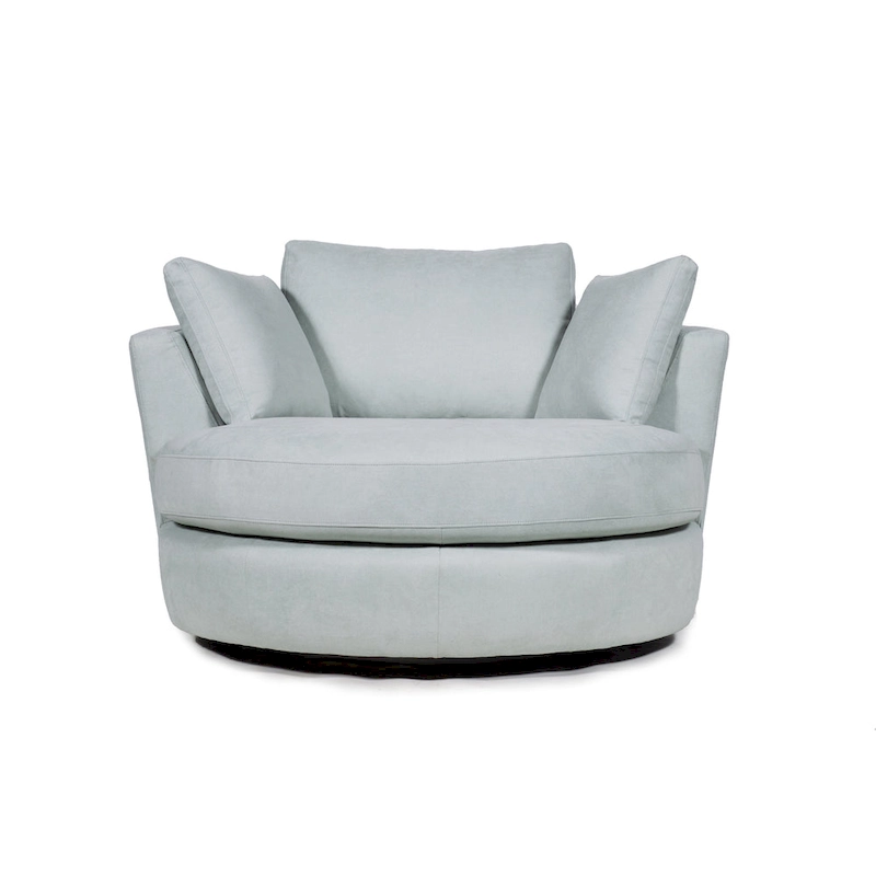 54 Wide Elegant Round Swivel Barrel Chair, Chair and a Half