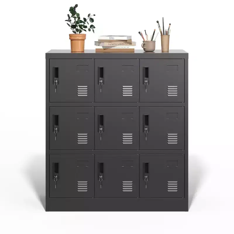 Employee Storage Locker, Multiple Doors Steel Gym Lockers with Card Slots and Vents