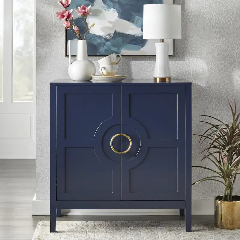 Console Cabinet with Adjustable Shelf and Metal Handles