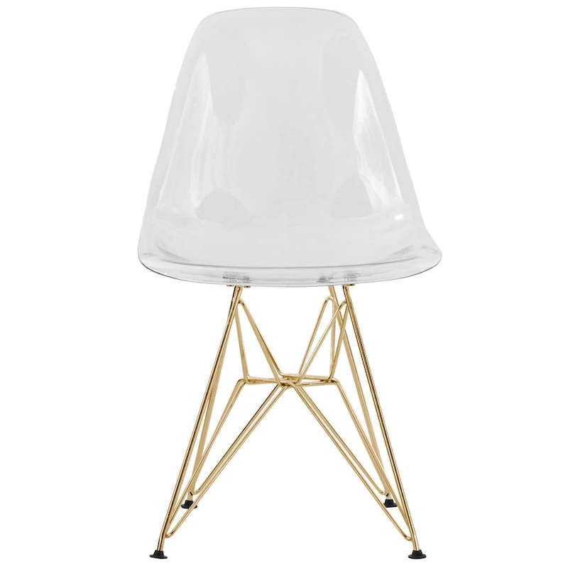 5-Piece Dining Set with 35 Round MDF Table and 4 ABS Plastic Side Chair with Gold Metal Legs