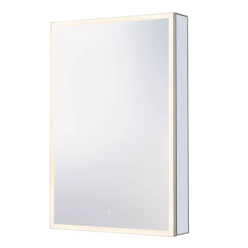 Frameless Mirrored Medicine Cabinet with LED Lighting