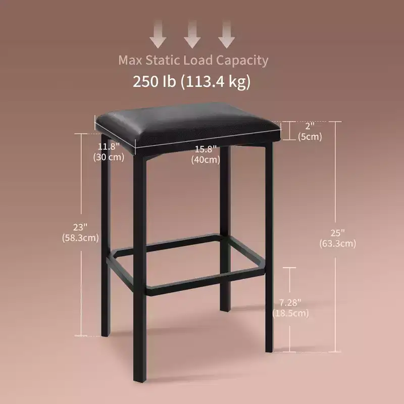 24 Bar Stools with 2in Thick PU Leather Upholstered for Kitchen Island, Bar Counter