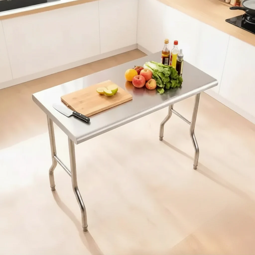 48x24 Inch Commercial Stainless Steel Folding Table | Heavy-Duty Prep Table for Restaurant, Catering & Home Kitchen