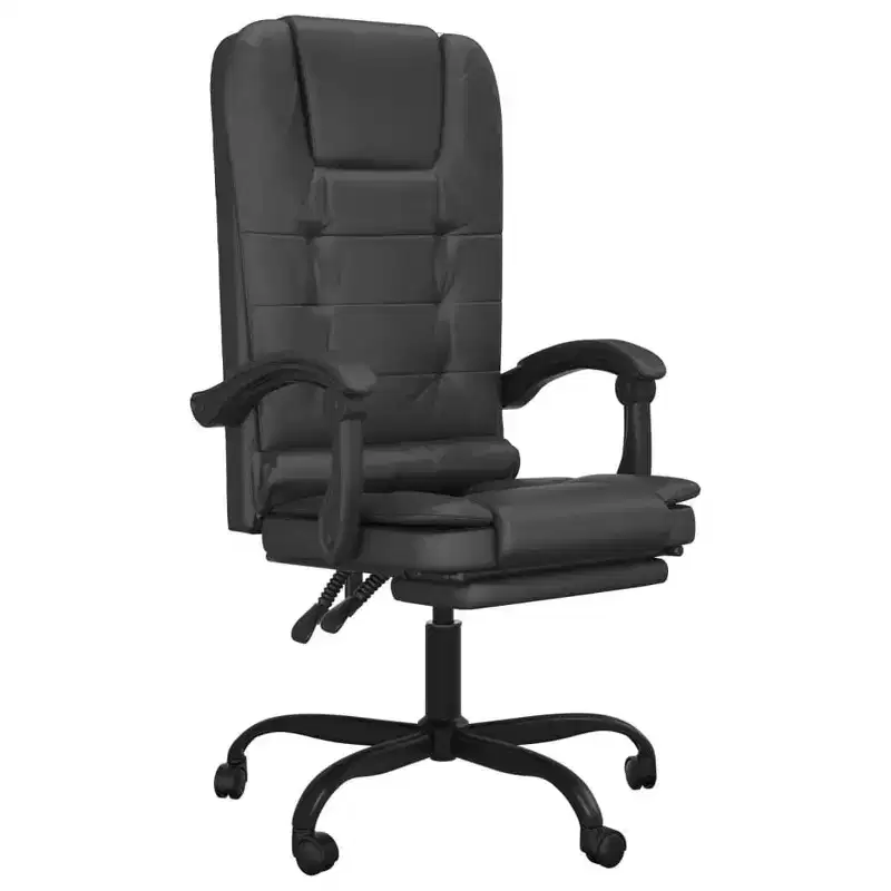 Black Faux Leather Massage Reclining Office Chair, 1-Person