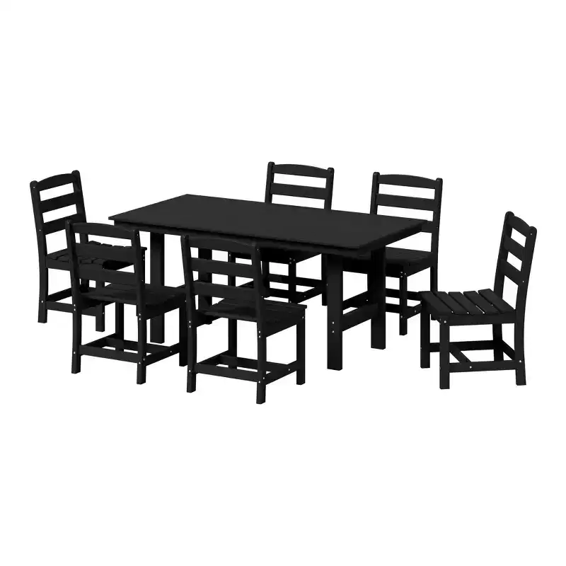 WestinTrends Ashore 7-Piece HDPE Outdoor Rectangular Patio Dining Table Set with Side Chairs
