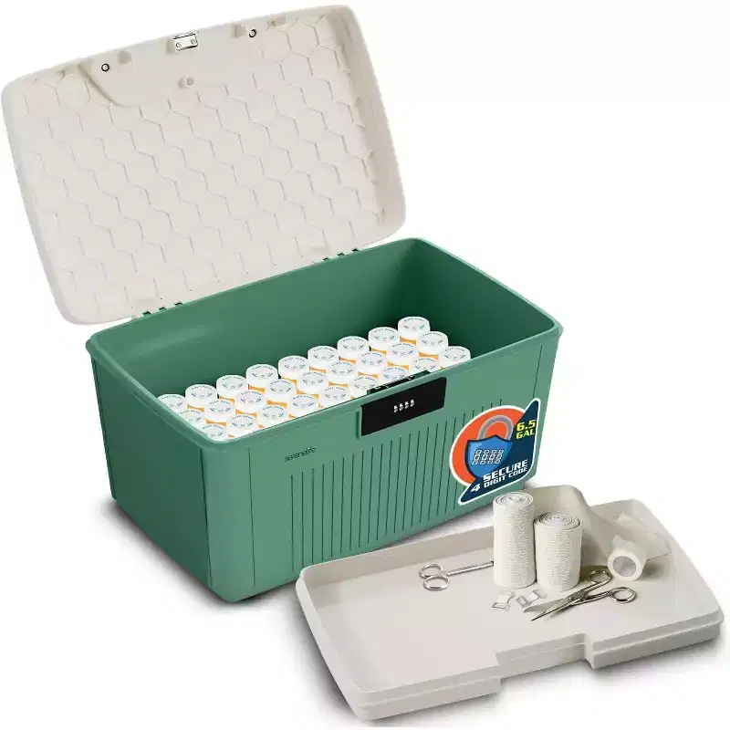 Heavy-Duty Storage Bin with Combination Lock, 25L Capacity