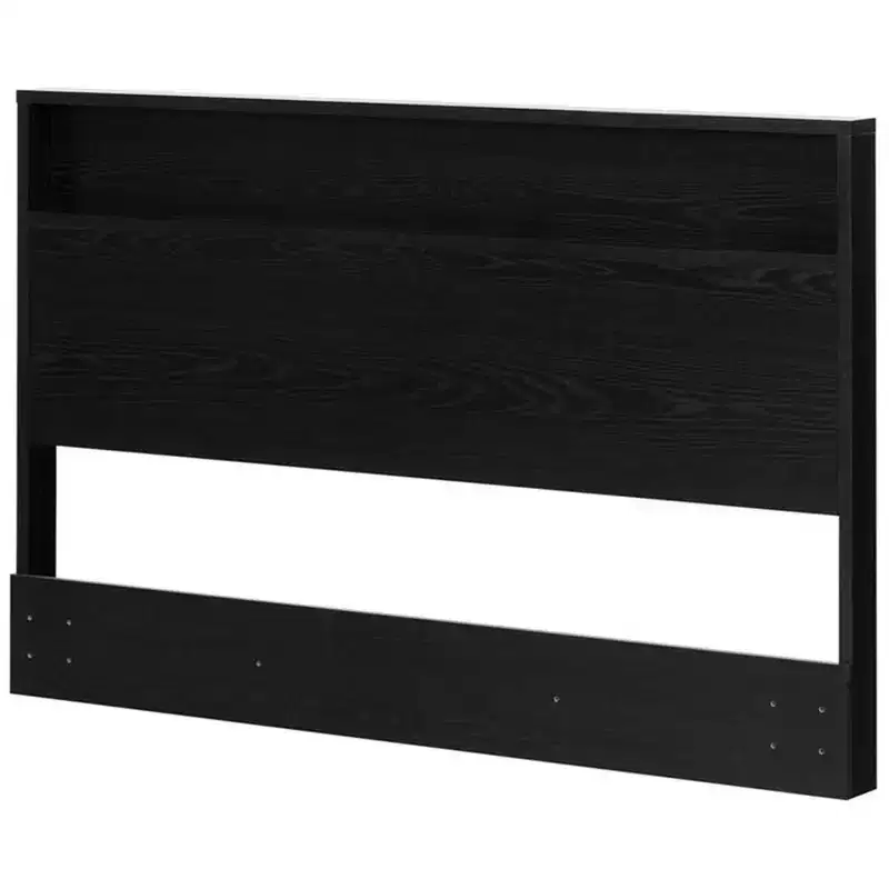 Full Queen Panel Headboard Wood Frame Storage Shelf Modern Contemporary Style