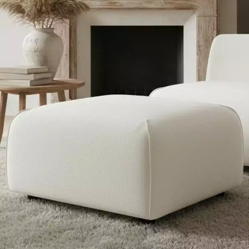 Modern Upholstered Square Ottoman, Polyester & Foam, Solid Wood Frame, 29.75