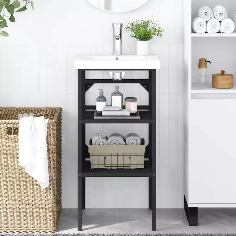 vidaXL Bathroom Washbasin Frame Black Iron Medium