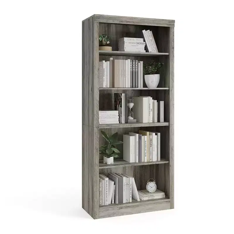 Modern 5-Tier Bookcase, 71 Tall Wooden Bookshelf with Open Storage, Floor Standing Display Shelves