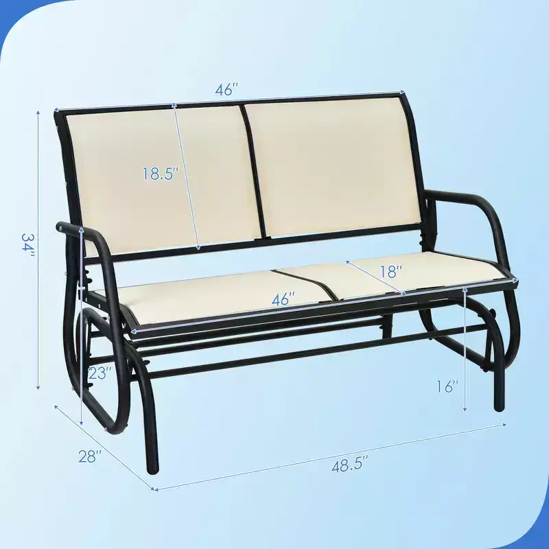 Costway Patio Swing Glider Bench Loveseat Rocking Chair Backyard Poolside