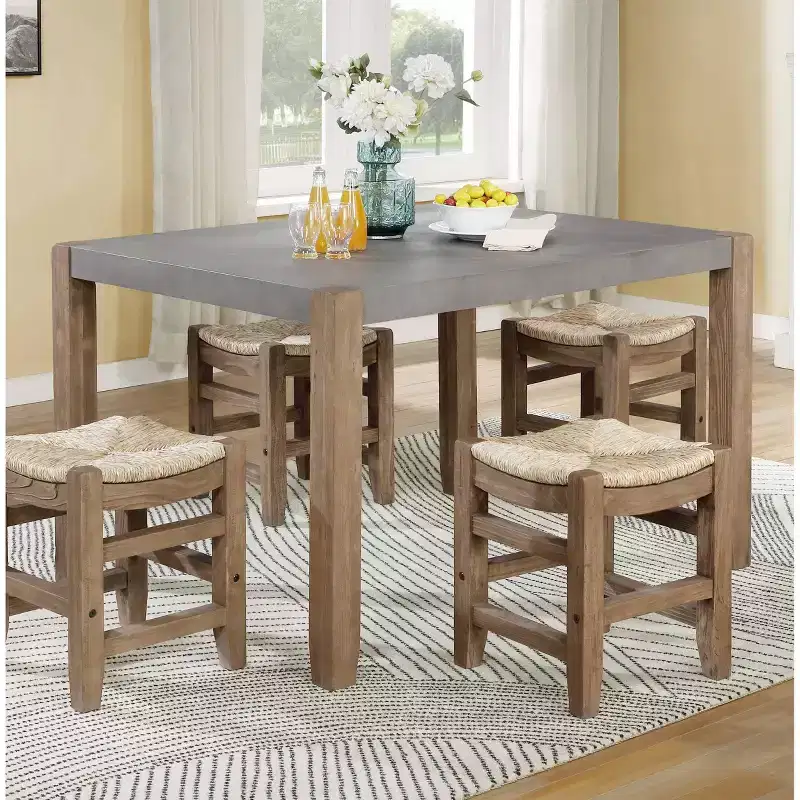 Davenport Faux Concrete and Wood Loft Dining Table - Alaterre Furniture