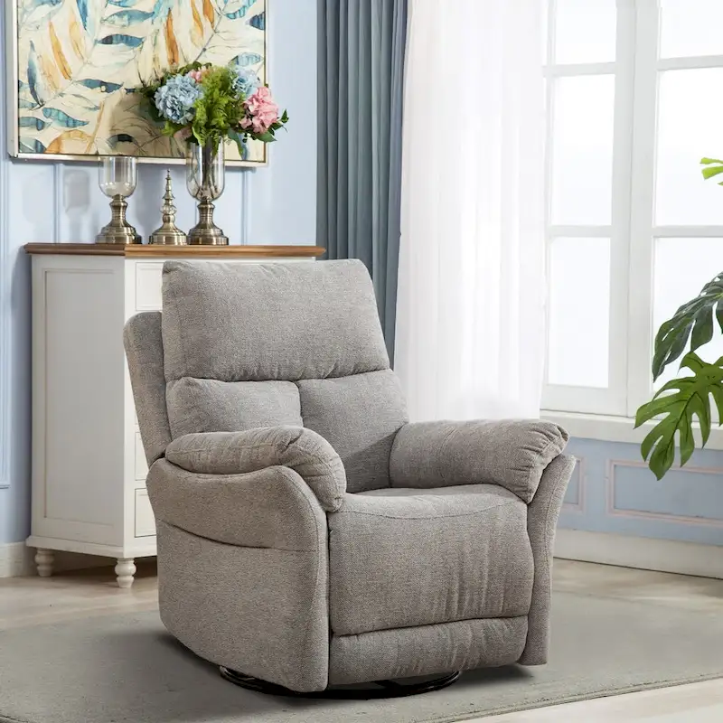 Fabric Swivel Rocker Recliner Chair with Footrest