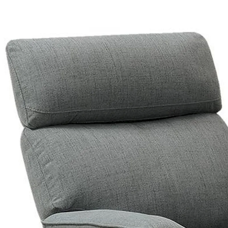 Fery 35 Inch Manual Recliner Chair, Gray Burlap, Cushioned Seat, Solid Wood