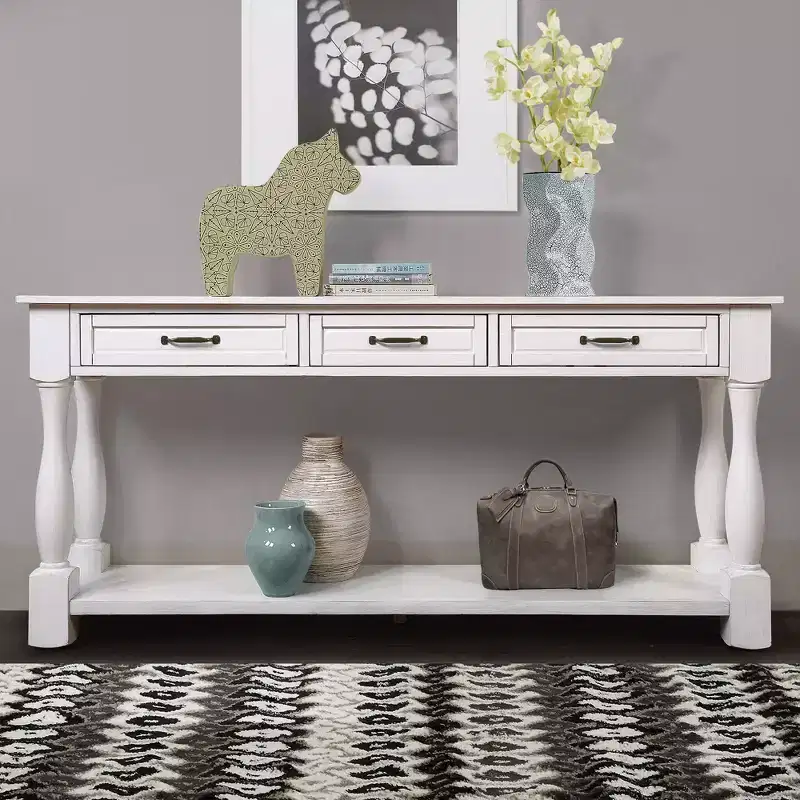 TUYOHW 63in Long Wood Console Table, Entryway Table with 3 Drawers and 1 Bottom Shelf, Extra-thick Sofa Table for Entryway, Hallway