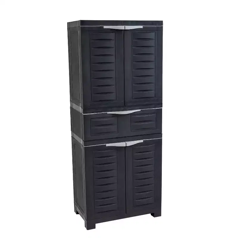 Plastic Storage Cabinet with 2 Adjustable Shelves and 1 Drawer - 57