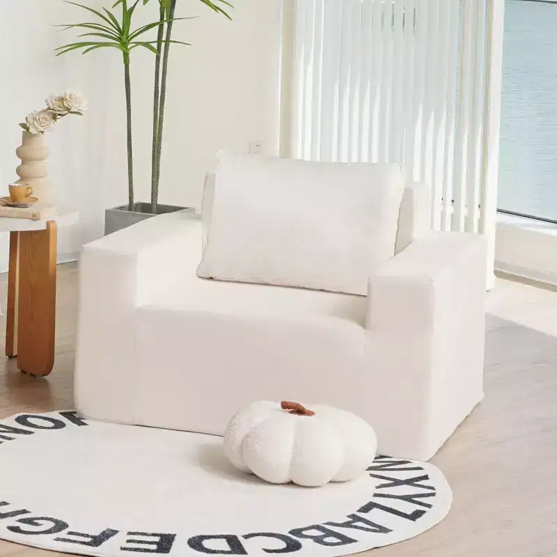 Okak Bean Bag Chair, Large Lazy Sofa Chair Bean Bag Sofa with High-Density Foam and Pillow for Adults, Modern Lounge Chair for Living Room