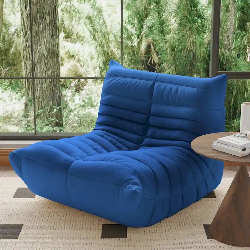 Fireside Chair Single Sofa Teddy Fabric Bean Bag Chair