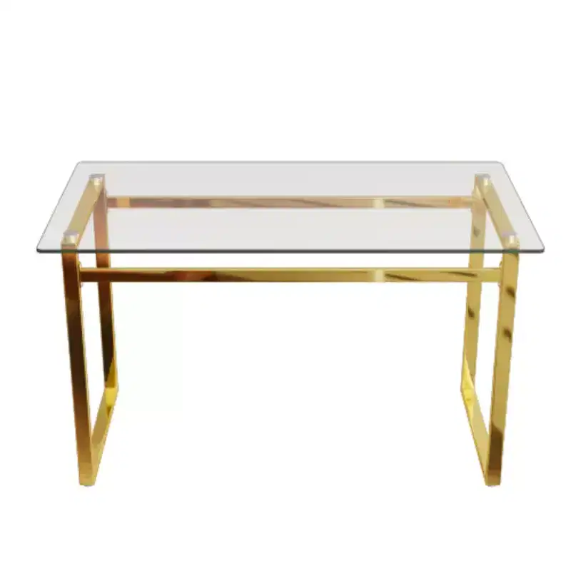 Modern Glass Dining Table for 4-6, 0.31 Tempered Glass, Gold Chrome Legs, Versatile for Dining/Living Room