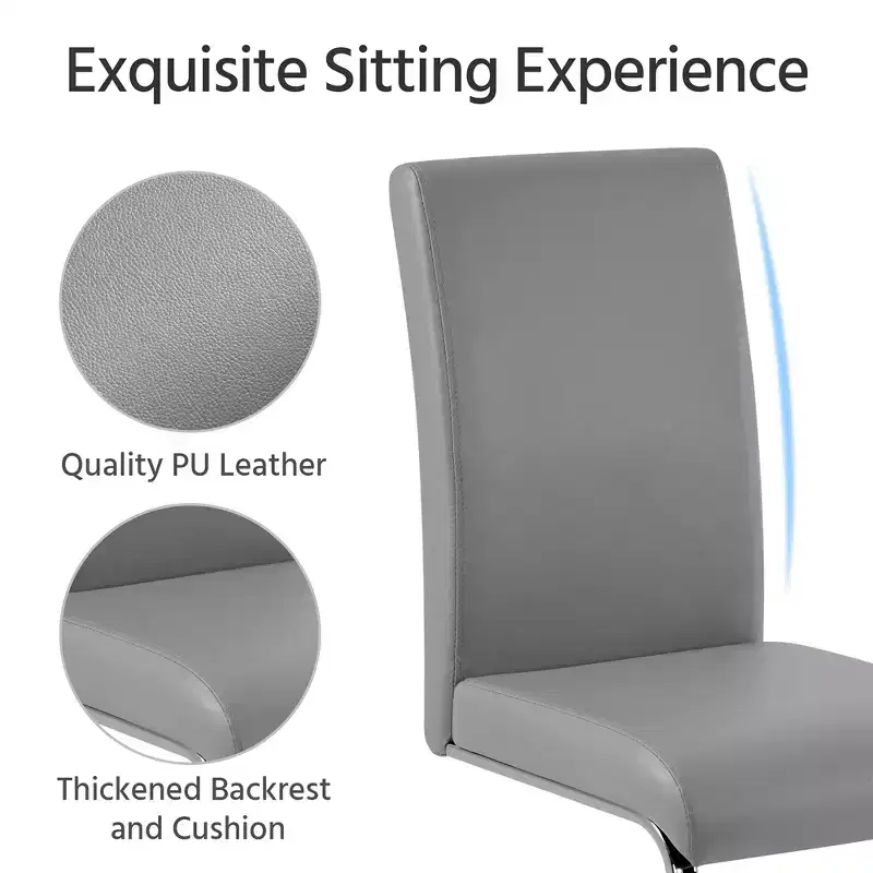 Yaheetech Set of 4 Faux Leather Dining Chairs with Metal Legs