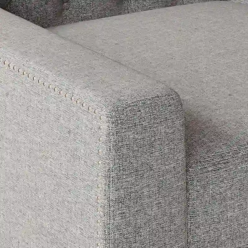 Grey 78.75 Polyester 3-Seater Sofa with Tufted Back and Cushions