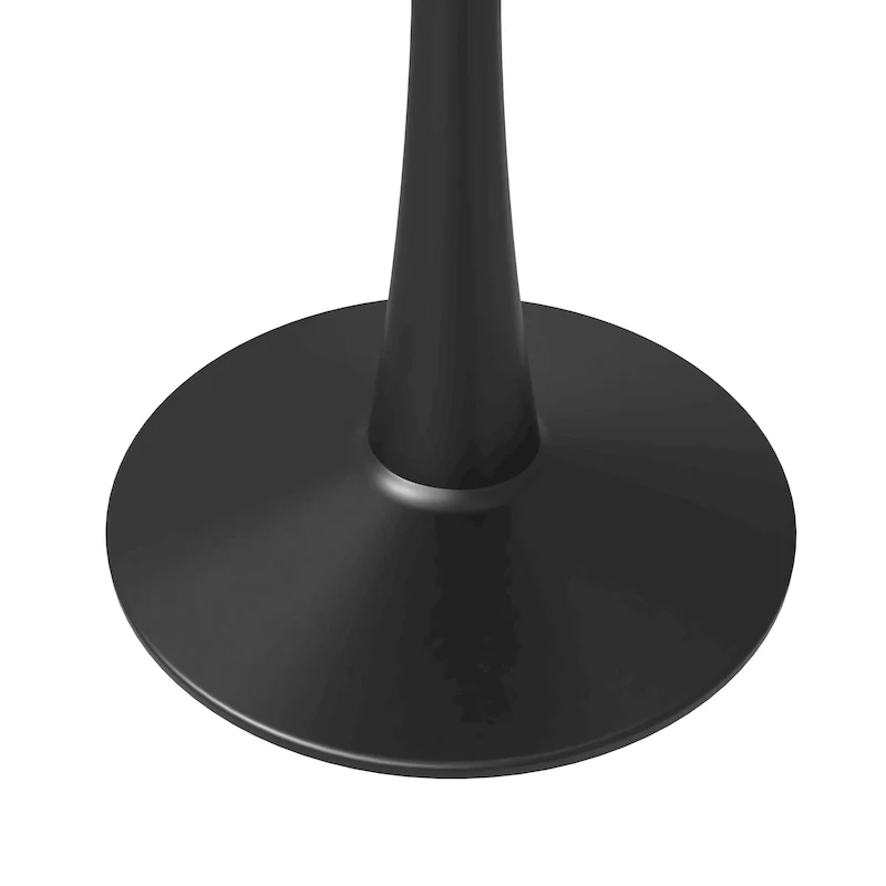35in Round Dining Table with Sintered Stone Tabletop, Black Steel Pedestal Base, Scratch-Resistant