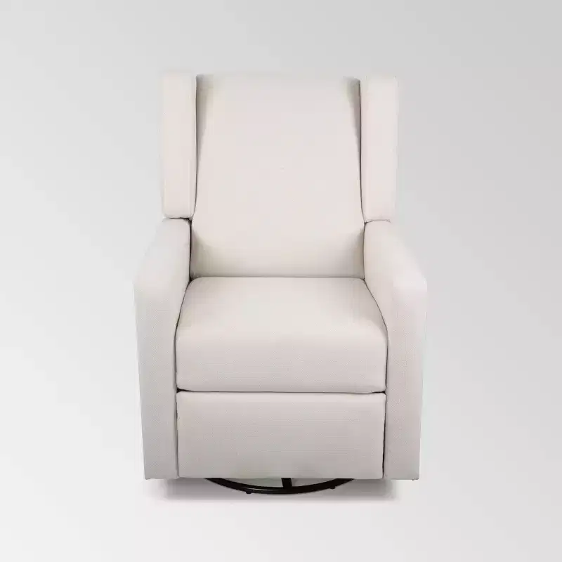 Contemporary Swivel Recliner, Upholstered, Wood Frame, 100% Polyester