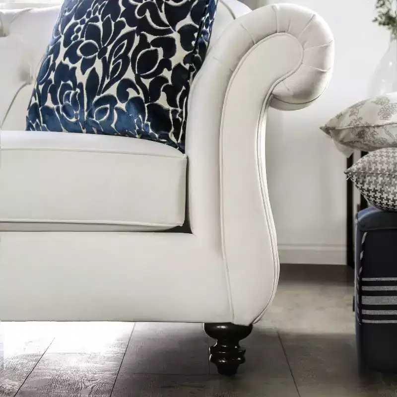Button Tufted Velvet Sofa, 3-Seater with Wood Frame and Black Legs