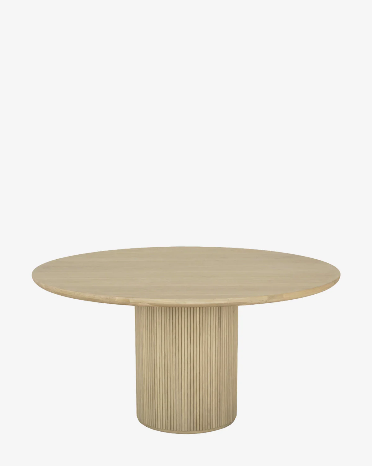 Classic Oak Round Dining Table with Reeded Base for Dining Room