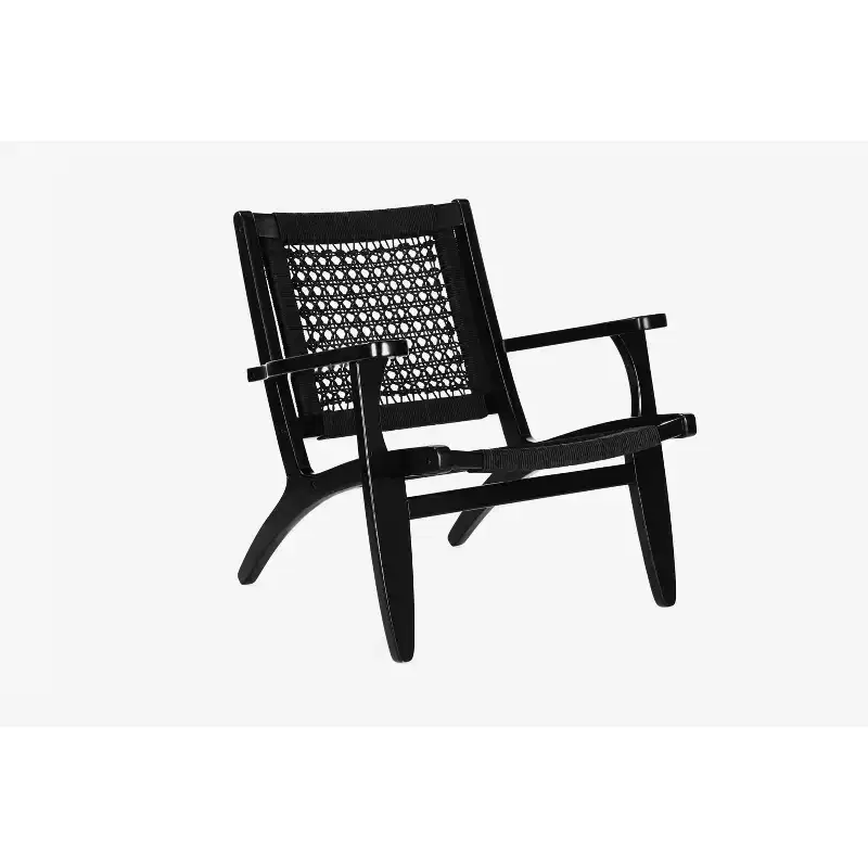 Hexagon Woven Black Rope Accent Chair