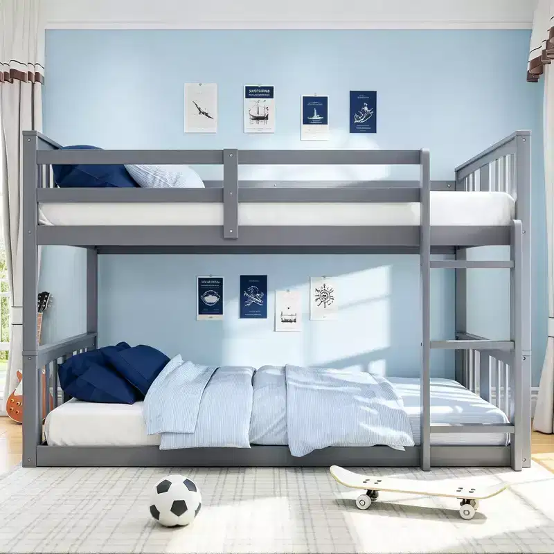 Luxystar Twin Over Twin Wood Bunk Bed for Kids' Room
