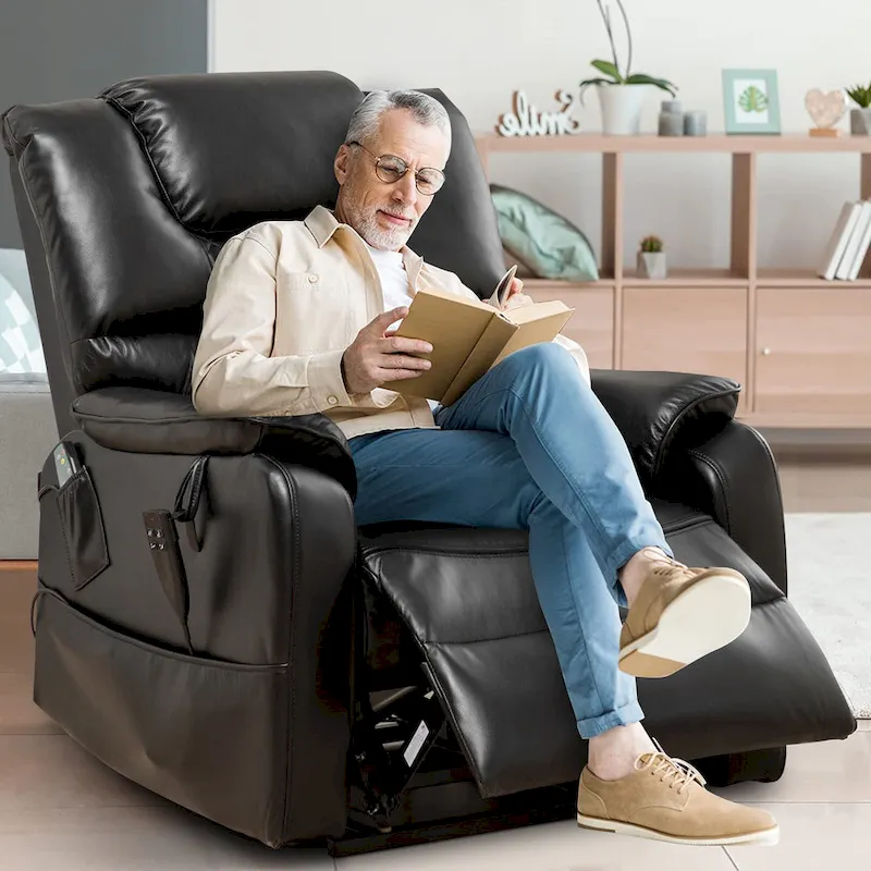 35.5W Dual Electric Power Lift Recliner,Massage&Heat,180 degrees