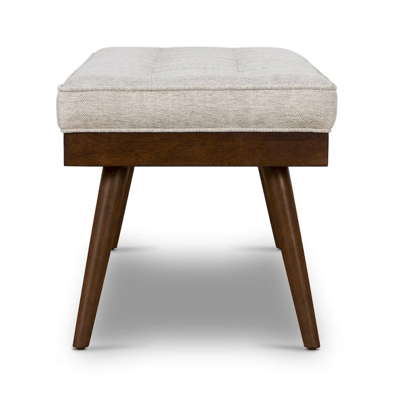 Poly & Bark Luca Fabric Bench - Tufted Seat with Solid Wood Legs