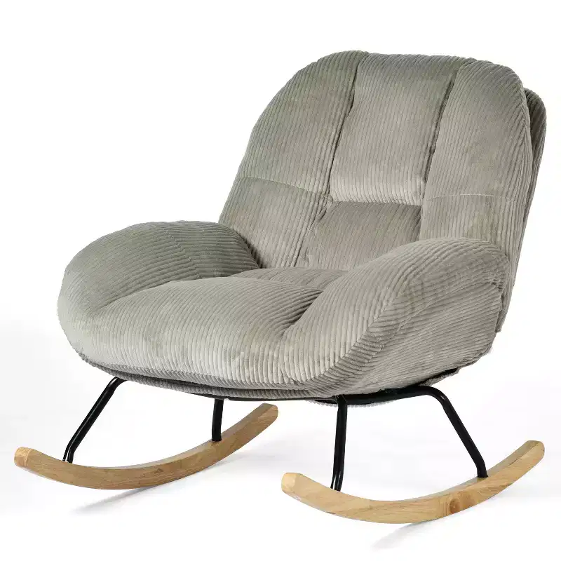Corduroy Upholstered Rocking Accent Chair, Grey