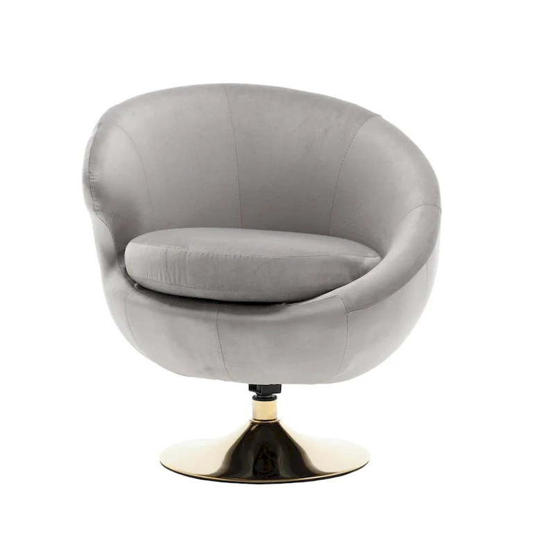 Velvet 360 Degree Swivel Left Cuddle Barrel Accent Chairs