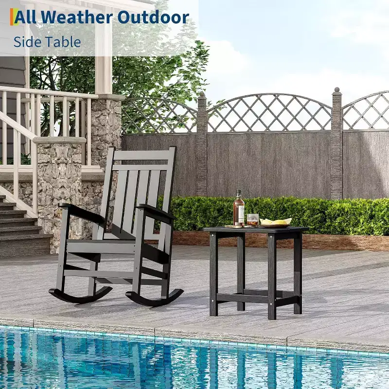 Weather Resistant Square Outdoor Side Table, Patio End Table for Backyard, Pool, Front Porch, and Indoor UsePerfect Companion Piece